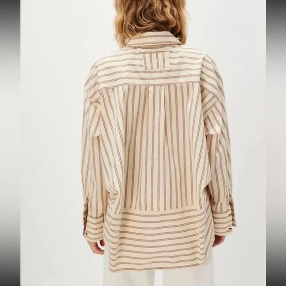 Free People We The Free Striped Varsity Vibes Shirt - Picture 3 of 5